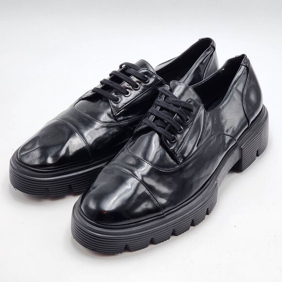 Stuart Weitzman Nolita Patent Lace-Up Oxford Loafers Size 10.5 - Picture 3 of 10